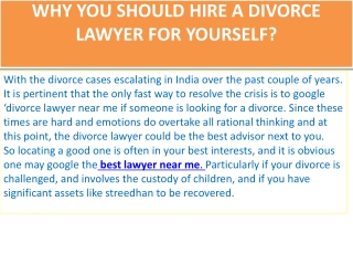 WHY YOU SHOULD HIRE A DIVORCE LAWYER FOR