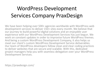 WordPress Development Services Company PraxDesign
