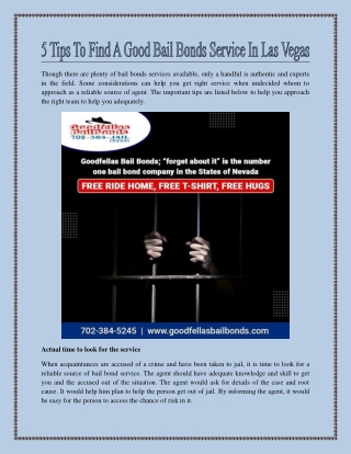 5 Tips To Find A Good Bail Bonds Service In Las Vegas