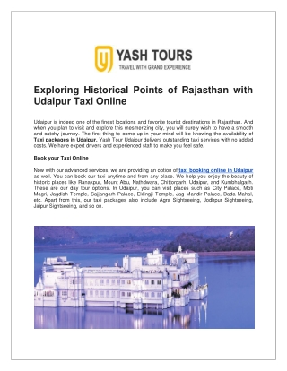 Exploring Historical Points of Rajasthan with Udaipur Taxi Online.