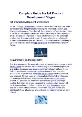 Complete Guide For IoT Product Development Stages