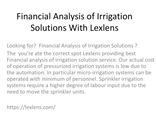 Financial Analysis of Irrigation Solutions With Lexlens