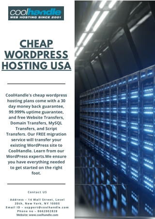 Cheap Wordpress Hosting USA
