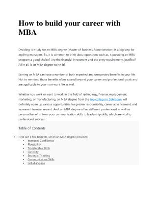 How to build career with MBA