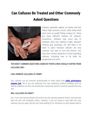 Can Calluses Be Treated and Other Commonly Asked Questions