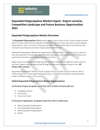 Expanded Polypropylene Market Future Prospects and Global Forecast 2026