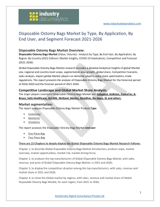 Disposable ostomy bags market Recent Trends, In-depth Analysis and Forecast to 2
