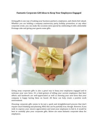 Fantastic Corporate Gift Ideas to Keep Your Employees Engaged