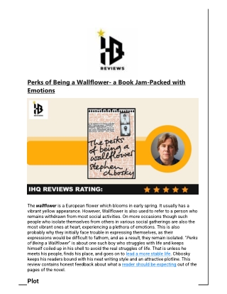 Perks of Being a Wallflower- a Book Jam-Packed with Emotions