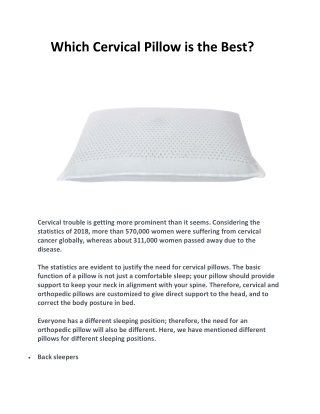 Which Cervical Pillow is the Best?