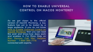 Call 1-800–385–7116 - How to Enable Universal Control on macOS Monterey