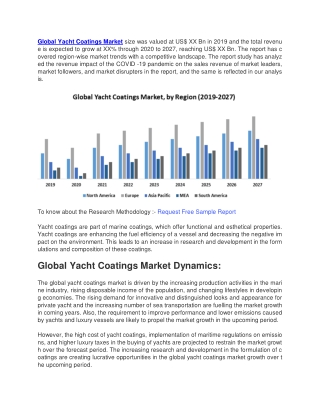 Global Yacht Coatings Market size was valued at US