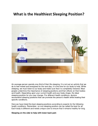What is the Healthiest Sleeping Position?