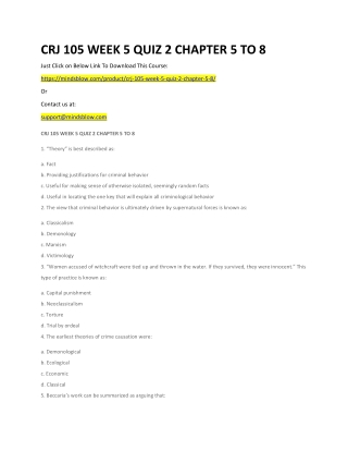 CRJ 105 WEEK 5 QUIZ 2 CHAPTER 5 TO 8