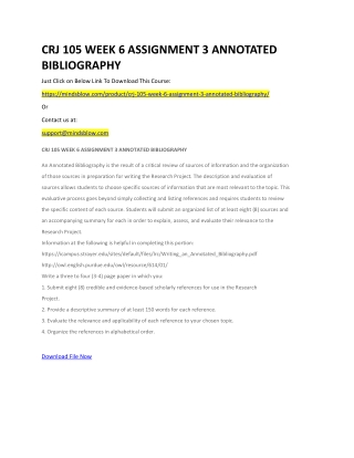 CRJ 105 WEEK 6 ASSIGNMENT 3 ANNOTATED BIBLIOGRAPHY