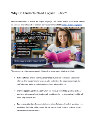 Why Do Students Need English Tuition