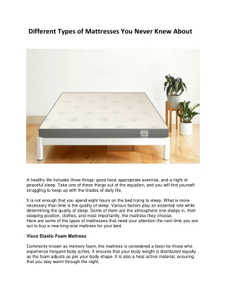 Different Types of Mattresses You Never Knew About?