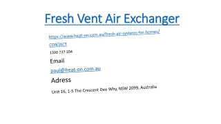  Fresh Vent Air Exchanger