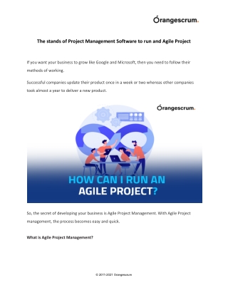 The stands of Project Management Software to run and Agile Project.docx