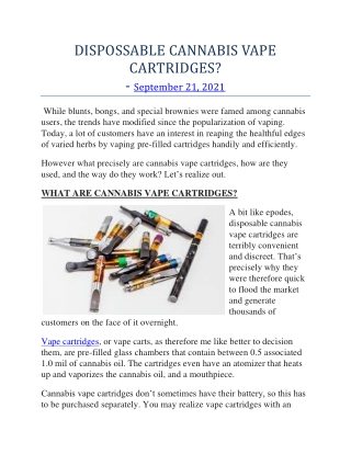 DISPOSSABLE CANNABIS VAPE CARTRIDGES?