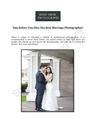 Tips before You Hire The Best Marriage Photographer!