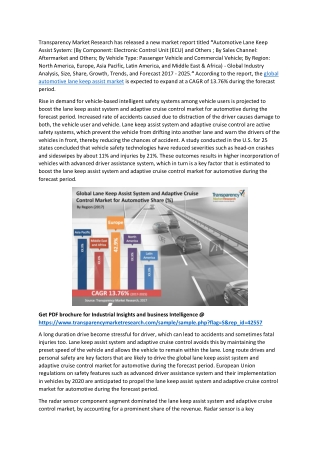 Lane Keep Assist System and Adaptive Cruise Control Market