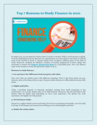 Top 7 Reasons to Study Finance in 2021
