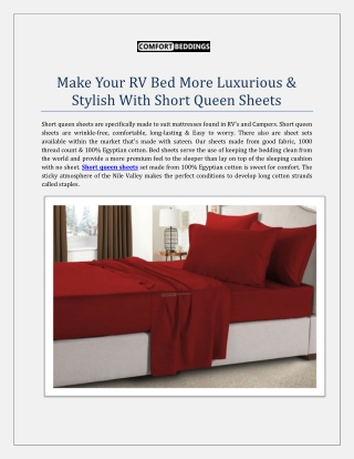 Make Your RV Bed More Luxurious & Stylish With Short Queen Sheets
