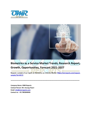 Biometrics as a Service Market Analysis , Share, Trends and Overview 2021-2027