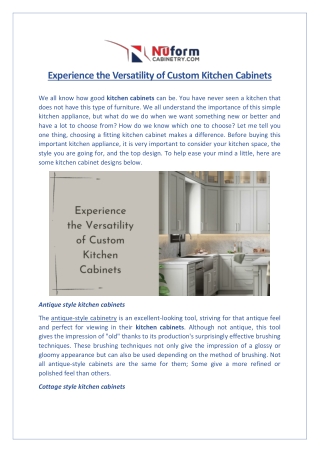 Experience the Versatility of Custom Kitchen Cabinets