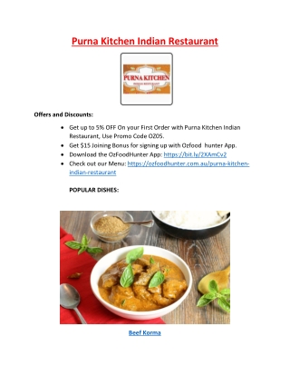 5% Off - Purna Kitchen Kings Meadows Indian Men Takeaway, TAS