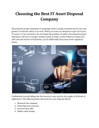 Choosing the Best IT Asset Disposal Company