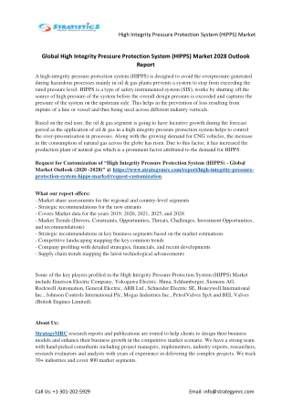 High Integrity Pressure Protection System (HIPPS) Market Forecasts to 2028