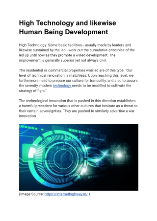 High Technology & Human Being Development