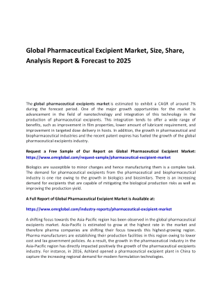Global Pharmaceutical Excipient Market