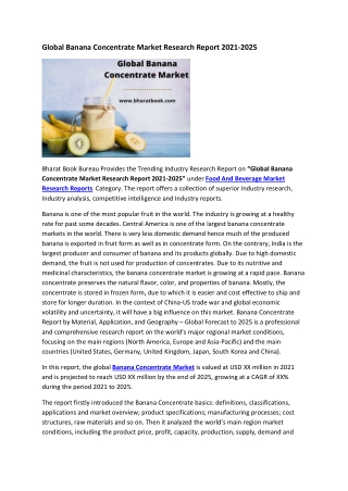 Global Banana Concentrate Market Research Report 2021-2025
