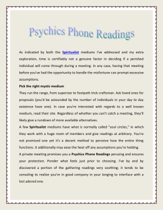 Psychics Phone Readings