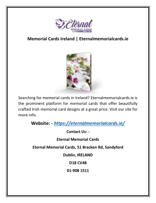 Memorial Cards Ireland | Eternalmemorialcards.ie