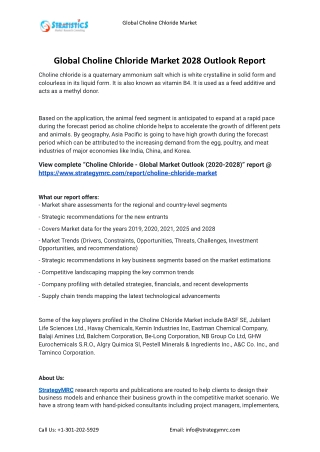 2021 Choline Chloride Global Analysis Report