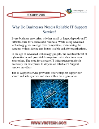 Reasons why IT Support is required for a company in Dubai?