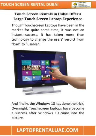 Touch Screen Rental in Dubai Offer a Large Screen Experience