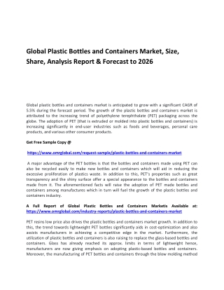 Global Plastic Bottles and Containers Market