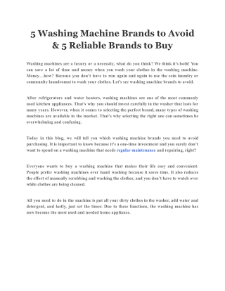 5 Washing Machine Brands to Avoid & 5 Reliable Brands to Buy
