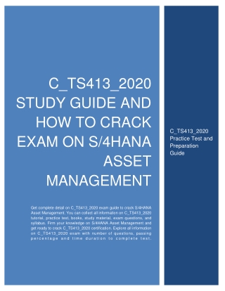 C_TS413_2020 Study Guide and How to Crack Exam on S4HANA Asset Management