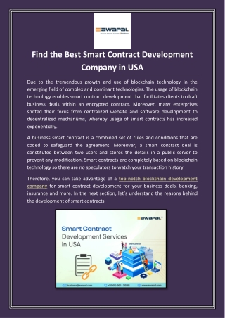 Find the Best Smart Contract Development Company in USA