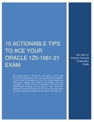 Top 10 Actionable Tips to Ace Your Oracle 1Z0-1081-21 Exam