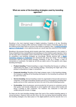 What are some of the branding strategies used by branding agencies