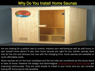 Why Do You Install Home Saunas?