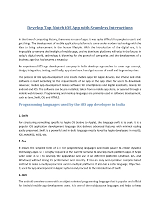Develop top-notch iOS App with Seamless Interactions