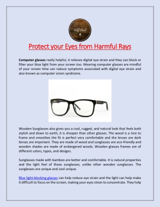 Protect your Eyes from Harmful Rays